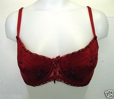 Alegro 9021-A Embroidered Rose Underwire Bra Red Lace