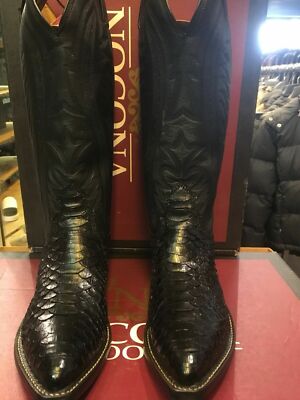 Women's Nocona Boots Western Black Back Cut Python Snake 2001 99