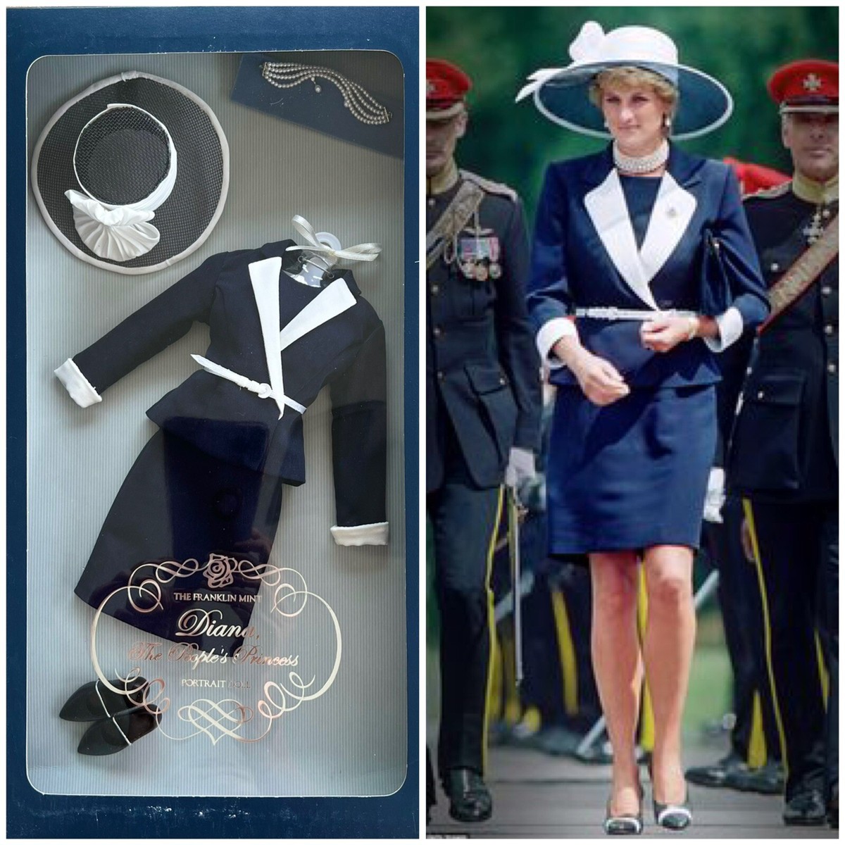 Franklin Mint Princess Diana Inspecting Of The Guard Navy Blue