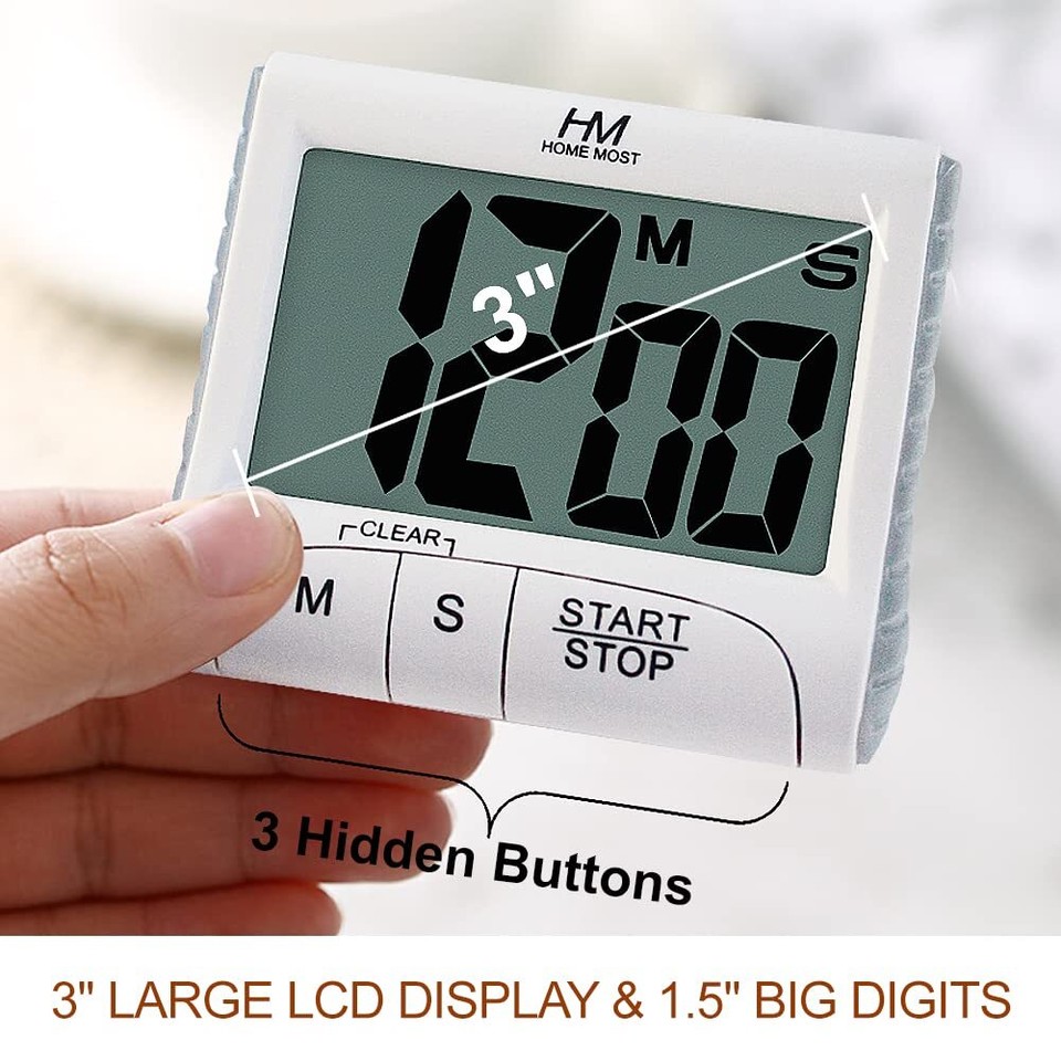 3" Large Display Kitchen Timer Digital Timer Back Loud Alarm