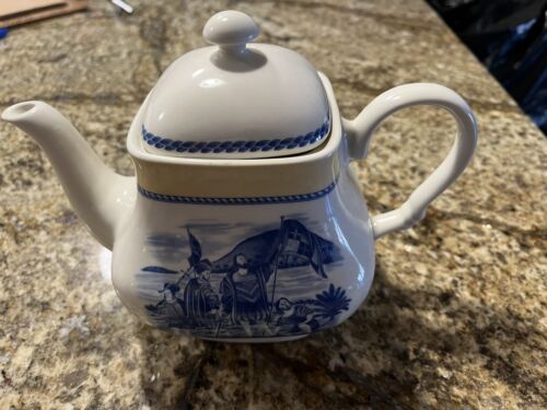 CHURCHILL AMERICAN HERITAGE  TEAPOT • Columbus • Millennium Coll • ENGLAND - Picture 1 of 7