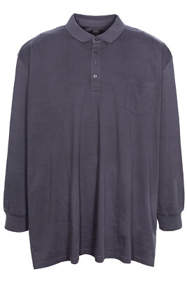 Kitaro Poloshirt Longsleeve Herren Langarm Baumwolle Grau Blau Grün 8XL 10XL