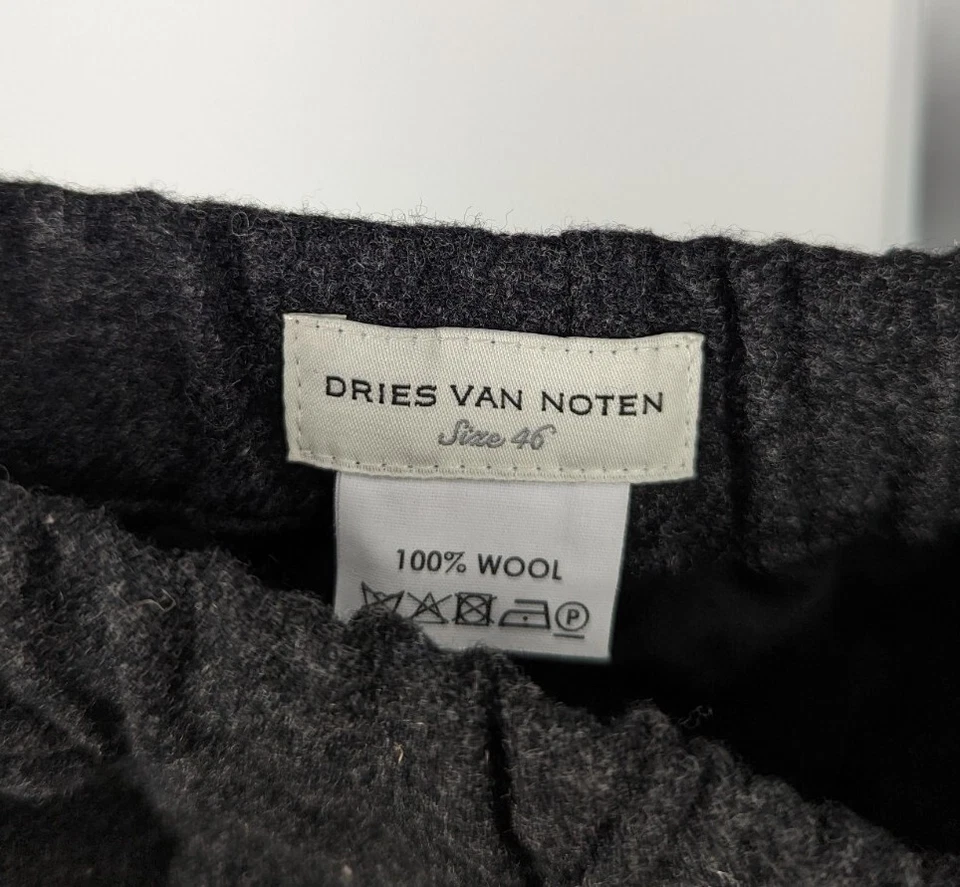 Pantalones deportivos Dries Van Noten gris lana pierna recta pantalones 46 Foto 3 de 3