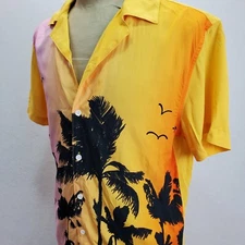 Original Use Sunset Ombre Vacationer Short Sleeve Button Up Mens Small