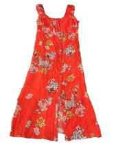 Free People Small Scorpio Rising Floral Orange Smocked Midi Dress Buttons New