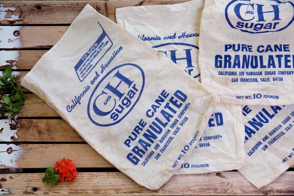One Rare Vintage C&H Sugar Cloth Sack Bag 10 Lbs Net Pure Cane