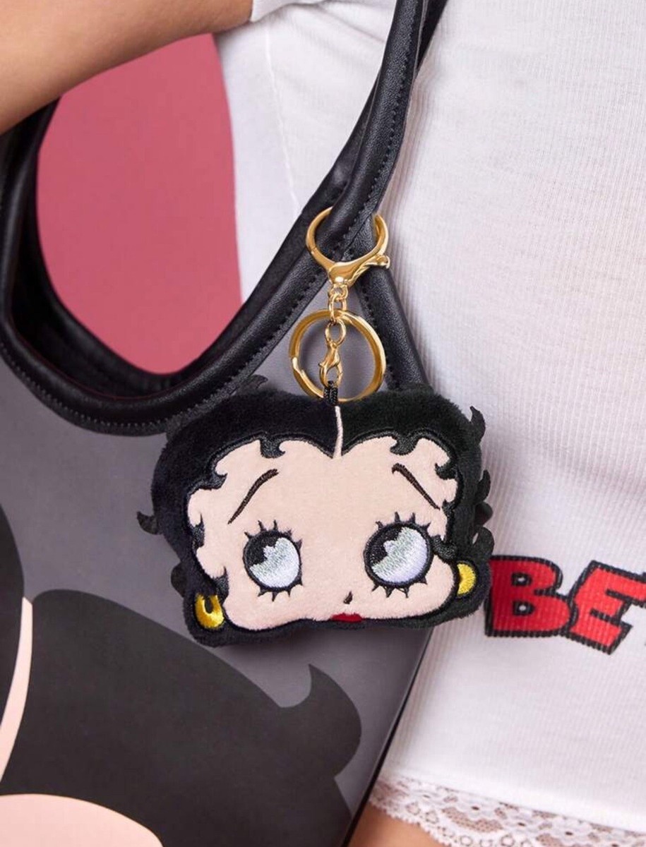 New BETTY BOOP Keychain PLUSH Cushion Head Key Ring Purse Charm