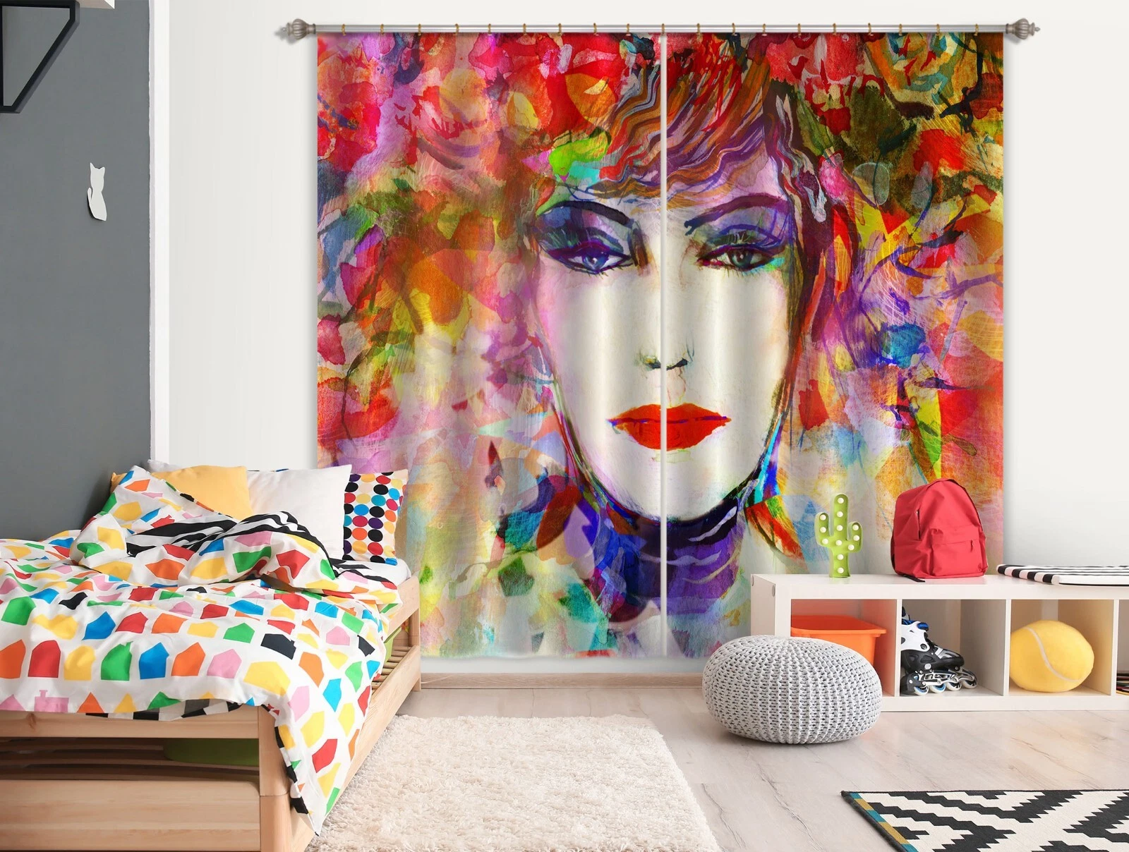 3D Beauty Watercolor Art ZHUB009 Photo Curtain Window Blockout Fabric Amy 2023
