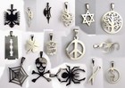 Anhänger Edelstahl Damen Herren viele Motive silber schwarz ABC Modeschmuck