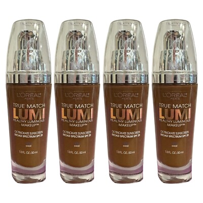 4 Pack L'Oreal True Match Lumi Healthy Luminous Makeup Cool C7-8 Nut Brown Cocoa