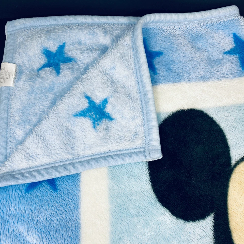 Disney Baby Mickey Mouse Blue Blanket Full Body Stars Luxe Fleece Throw Security - Image 4 of 4