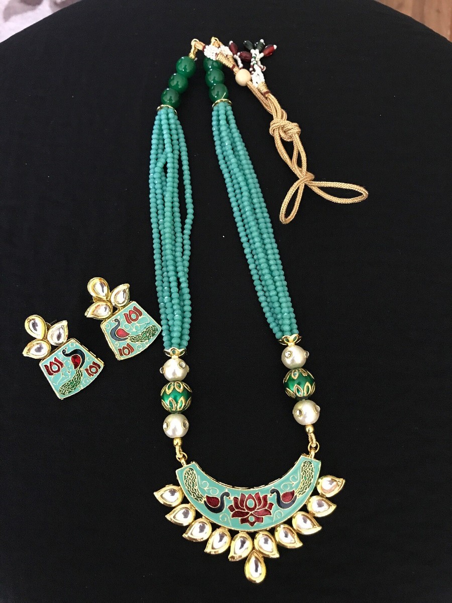 Indian Jewellery Necklace Set#rama-Green Colour#kundan Jewellery