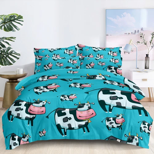 Cartoon Cow Duvet Cover Set for Comforter Bedding Set Pillow Cases Twin Queen US