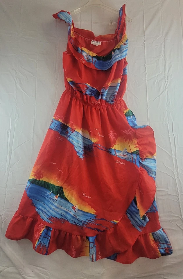Vestido hawaiano vintage años 80 manga corta para mujer talla grande hecho en EE. UU.  Foto 2 de 4