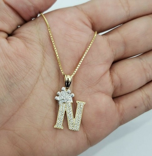 14k Yellow Gold Crown Initial Alphabet 