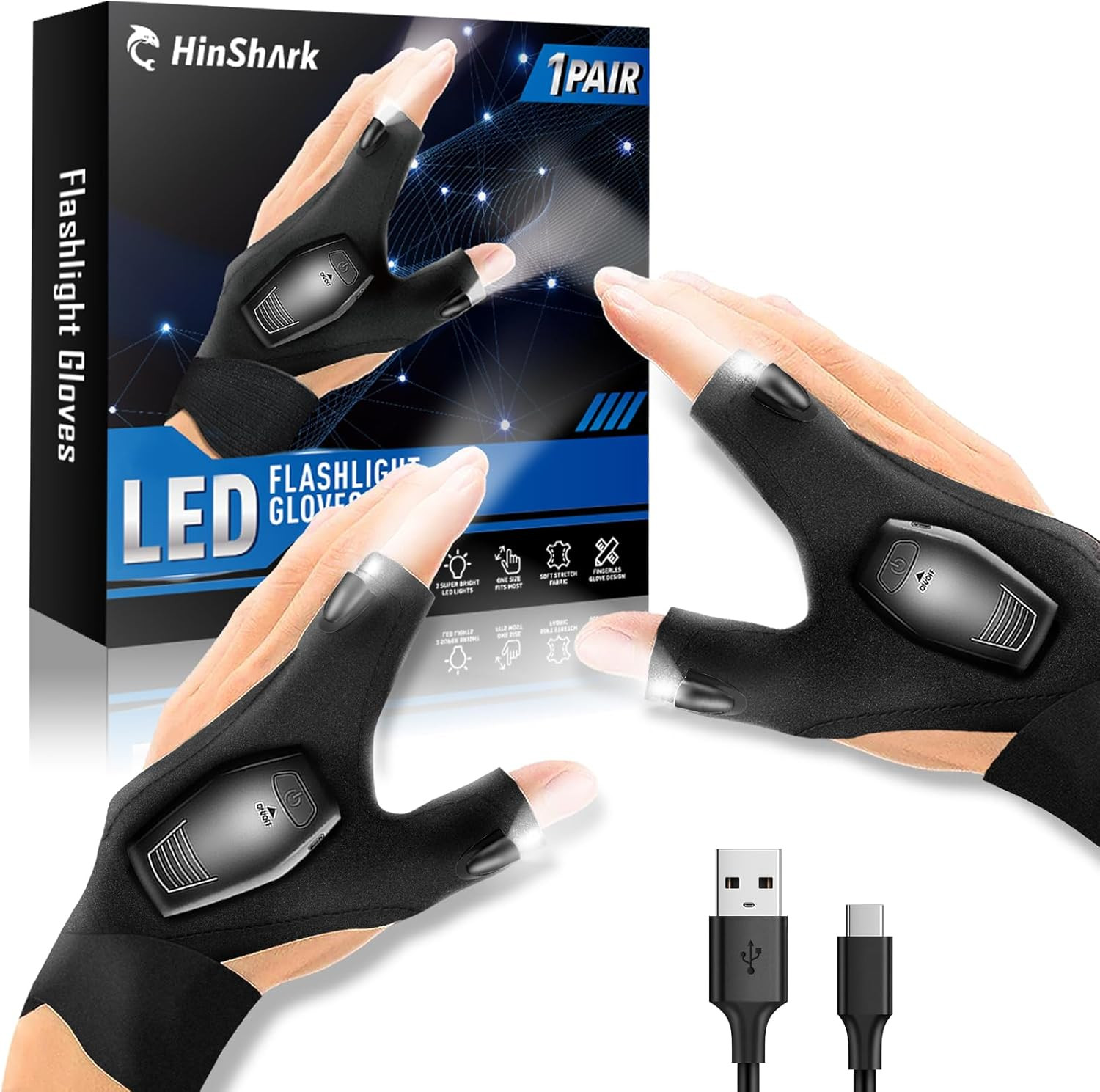Gants LED rechargeables : idée cadeau de Noël utile pour homme