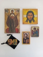 Orthodox Icons (Set of Five Handmade Wooden  Icons) FREE SHIPPING!