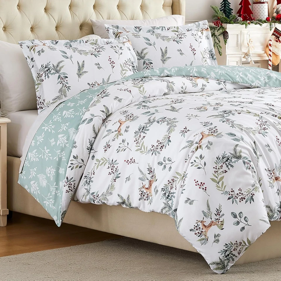 King Size Christmas Bedding Sets - King Duvet Cover and Shams, Reversible King/C - Image 2 of 4