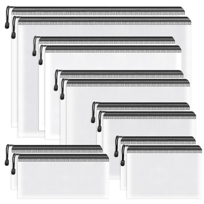 Dokumententasche A3 A4 A5 A6 B4 B6 12 Stueck wasserdicht Reissverschluss Schwarz
