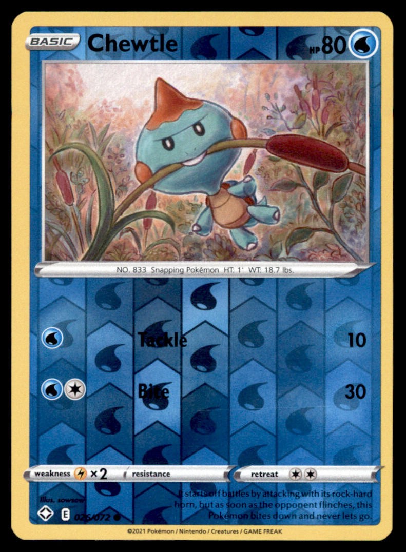 Chewtle 026/072 Common Shining Fates Pokemon Reverse Holo LP