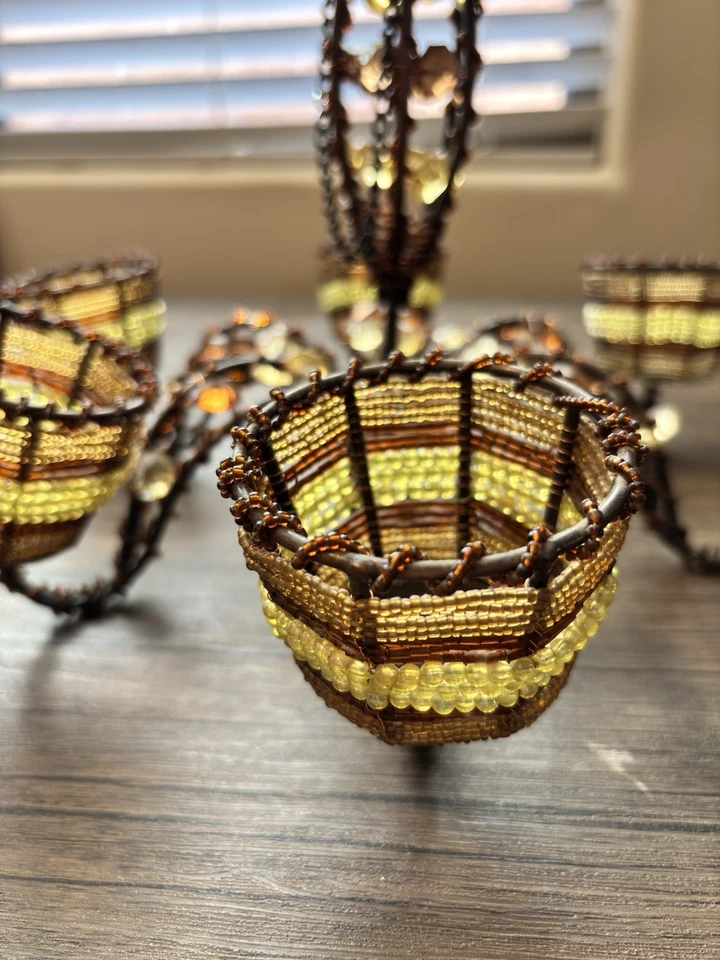 Candelabro de hierro forjado estilo bohemio con cuentas Foto 4 de 4