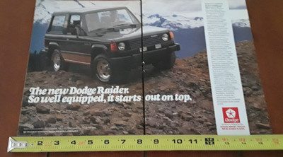 DODGE RAIDER 4X4 -  ORIGINAL 2 PAGE 1987 AD