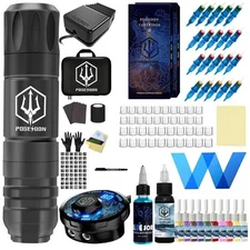 Wireless Tattoo Kit Complete for Beginners Pen Machine with Power Supply Needles