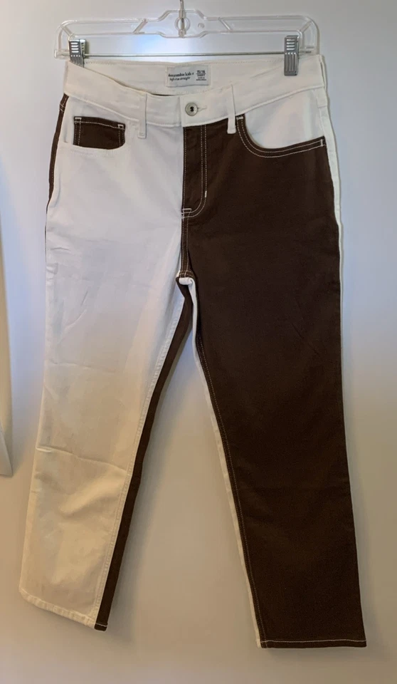 Pantalones de mezclilla cortos marrón y blanco Abercrombie & Fitch A&F para niños 15/16 nuevos sin etiquetas niñas adolescentes Foto 2 de 4