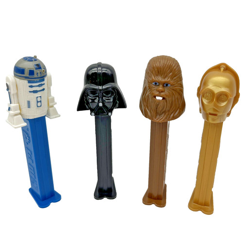Lot Of 4 Vintage Star Wars Pez Dispensers Darth Vader Chewbacca C3PO R2D2