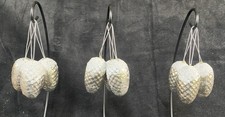 9 Silver Mercury Glass Pinecone Christmas Ornaments Glitter Sugared 3"