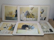 Set Of 6 Vintage Lilita Cork Back Placemats Cottage Style Kitchen Scenes