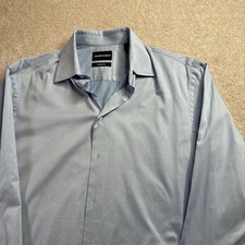 Emporio Armani Dress Shirt Men 37- 14.5 Blue Modern Fit