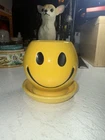 vintage YELLOW McCoy 0386 CALIFORNIA  LCC Smiley FACE planted SAUCER vase EUC