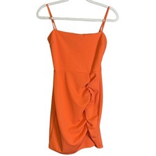 Windsor Orange Ruched Bodycon Mini Dress NWT Spaghetti Strap Party Dress Size S