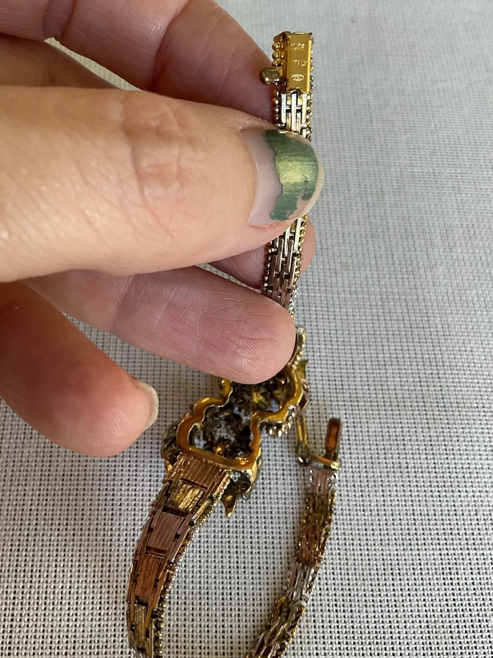 Pulsera MILOR ITALY 925 Plata de Ley Tricolor Riccio Circonita cúbica Vintage Estate Foto 2 de 4