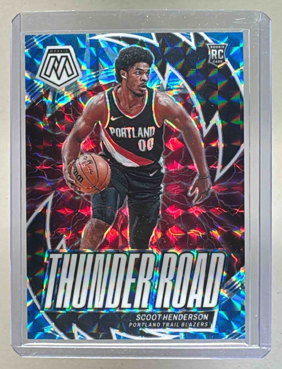 Scoot Henderson 2023 Panini Mosaic #14 Reactive Blue Thunder Road Rookie RC /99