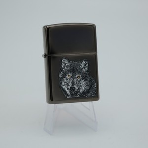 Zippo Lighter 2003 Black Ice Wolf Head Emblem Made in USA C 03 Windproof New