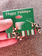Festive Holiday Christmas Candy Cane Dangle Earrings