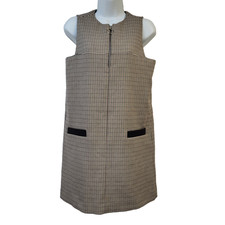 Mango Brown Check Dress Sleeveless Casual Uk Women's Size S HH327