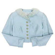 1997 Christian Dior by John Galliano Silk Ruffle Lace Jacket Blue 36 Archive