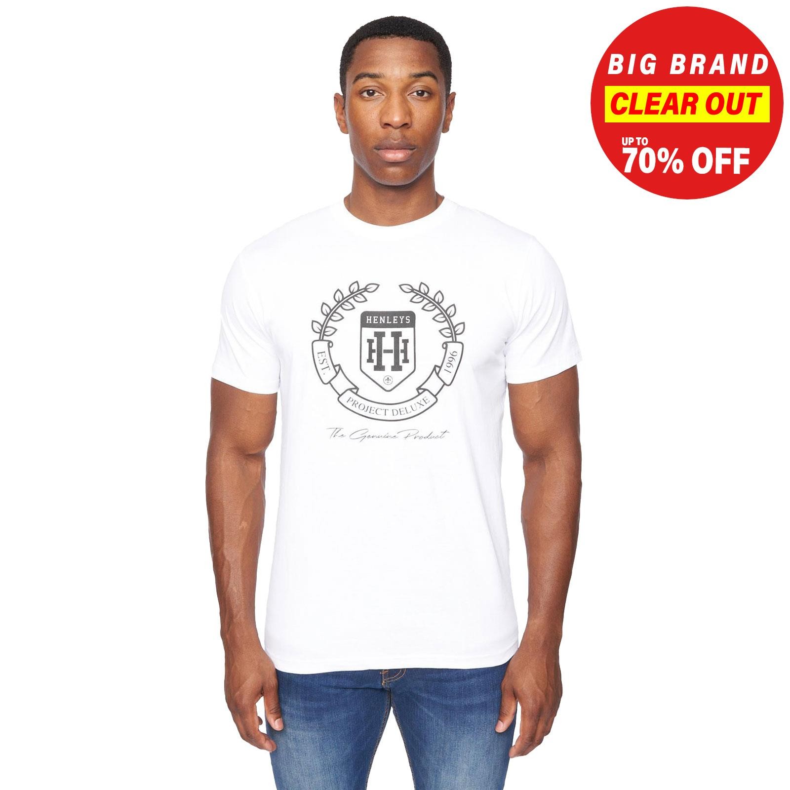 Henleys Myer Smart Casual Designer Comfort Mens Crewneck T-Shirt Optic White