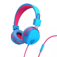 JLab JBuddies Kids Wired Headphones Pink/Blue  Adjustable, Tangle-Resistant - NEW