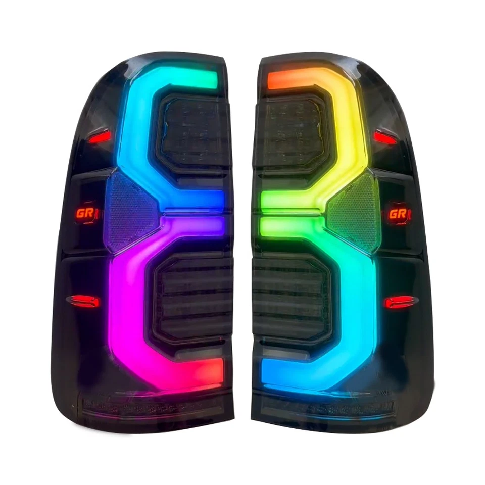 Pair LH+RH Tail Lamps RGB LED Assembly For Toyota Hilux Vigo Pickup 2005-2014 Foto 3 de 4