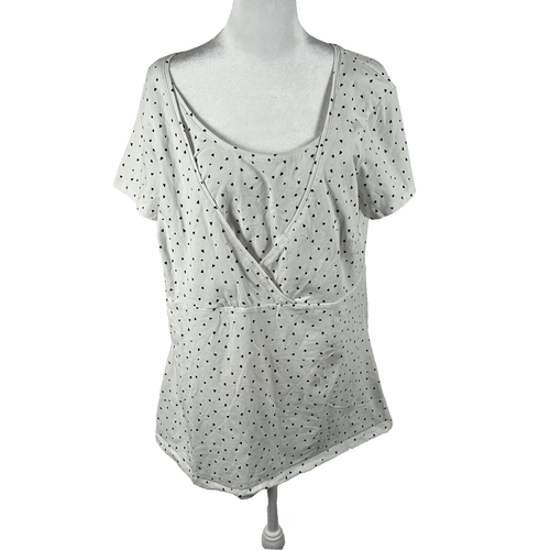 H&M Womens Maternity Breastfeeding Shirt Top Blouse Short Sleeve Size XL White *