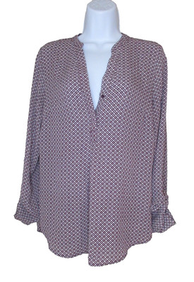 Sz S Tall The Limited Long Roll Tab Sleeve Burgundy Top Career Preppy Y2K Women