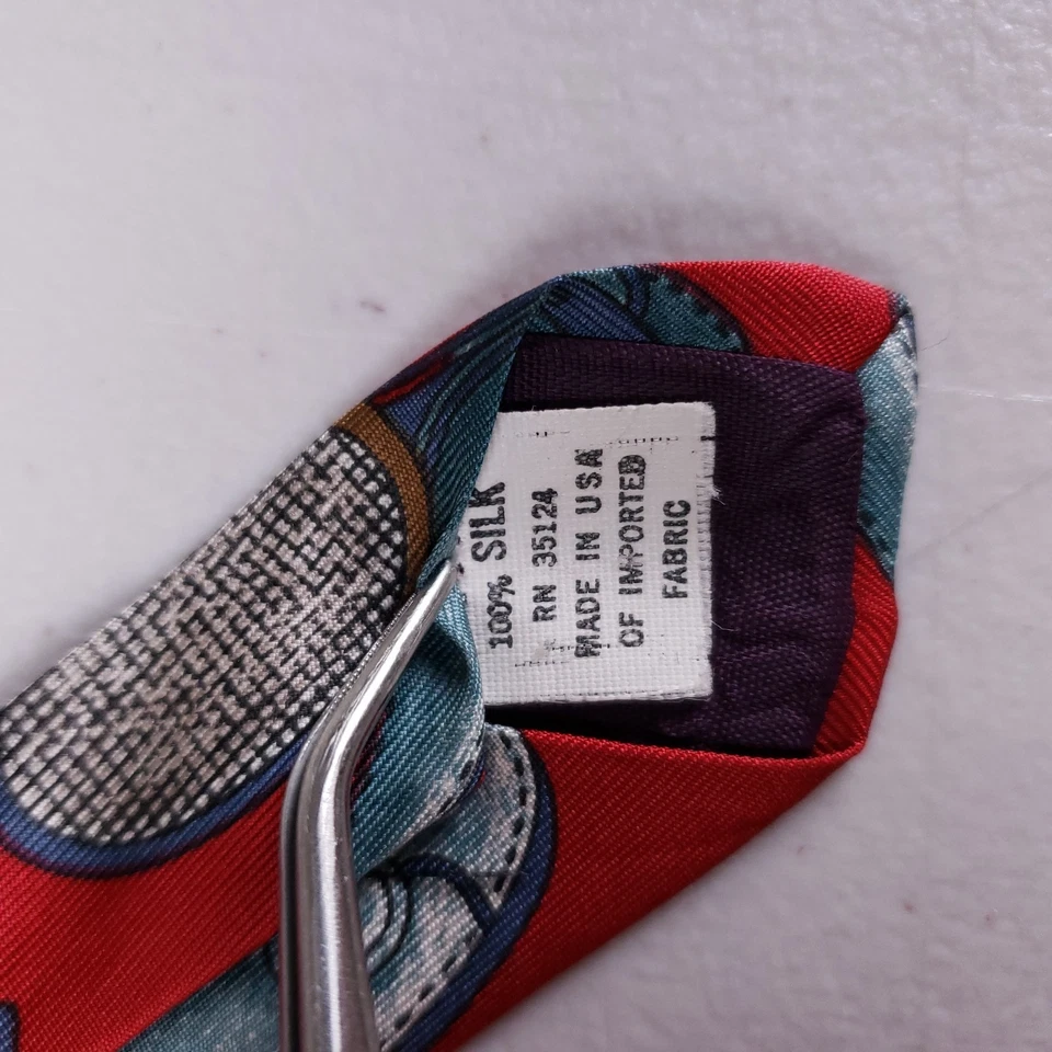 Hanover St Vintage Rojo Tenis Novedad Corbata Raquetas Pelotas Zapatos Hecho en EE. UU. Años 90 Foto 4 de 4