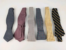 Lot 6 ROBERT TALBOTT VTG Mens Neck Bow ties PURE SILK Stripe Italy