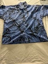 Vintage Hawaiian Shirt Mens Large L Blue Floral Print Made In USA 80s Camp Aloha