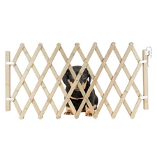 Wooden Dog Gate,Retractable Pet Fence Garden Lawn Portable Pet Safety Patio G...
