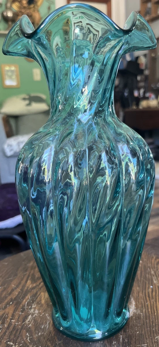 Fenton Blue Swirl Vase for sale | eBay
